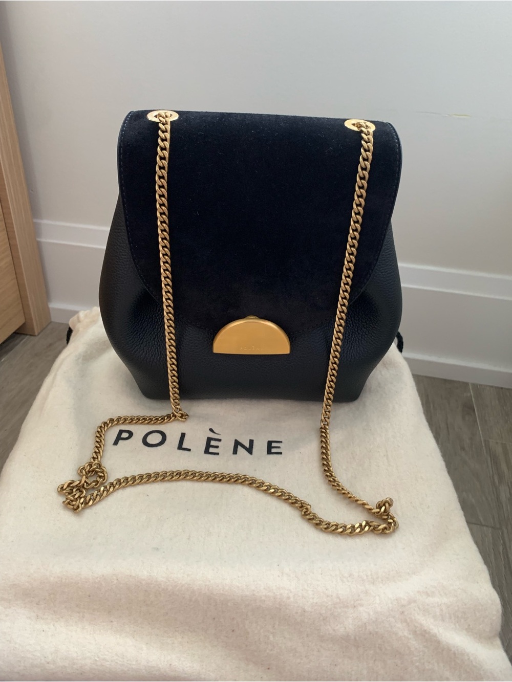 Polene Numero Un Mini Backpack-Black Leather & Suede - Picture 12 of 12